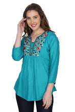 Load image into Gallery viewer, Stylistico Women's Embroidered Rayon Cotton Flared Tops