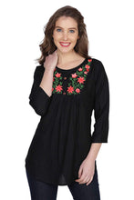Load image into Gallery viewer, Stylistico Women's Embroidered Rayon Cotton Flared Tops
