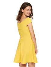 Load image into Gallery viewer, Veni VIDI VICI Yellow Bandage Bardot Skater Dress
