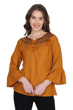 Load image into Gallery viewer, Stylistico Women's Embroidered Rayon Cotton Flared Tops
